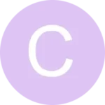 arte com um círculo lilás com a letra C, em branco