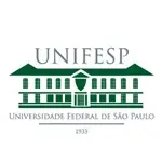 logo da unifesp, com o nome em verde e caixa alta, sobre uma arte da fachada da universidade, e o nome embaixo, universidade federal de são paulo