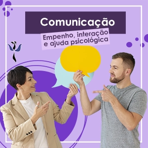um casal segurando balões de texto, simbolizando a comunicação